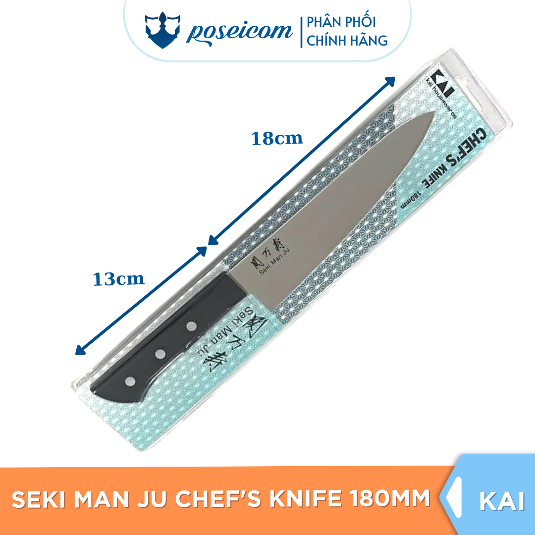 Dao Bếp Nhật Cao Cấp Đa Năng Seki ManJu Chef's knife 180mm Kai Kitchen - Poseicom 4901601002676