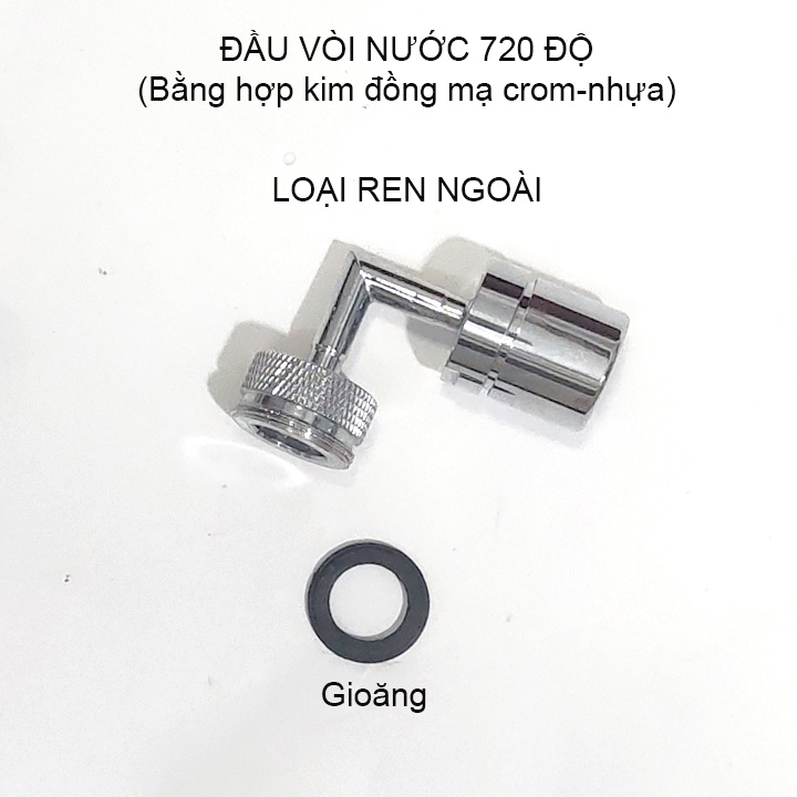 Đầu vòi nước xoay 720 độ làm bằng hợp kim đồng mạ Crom sáng bóng, bằng nhựa ABS 01 chế độ tạo bọt