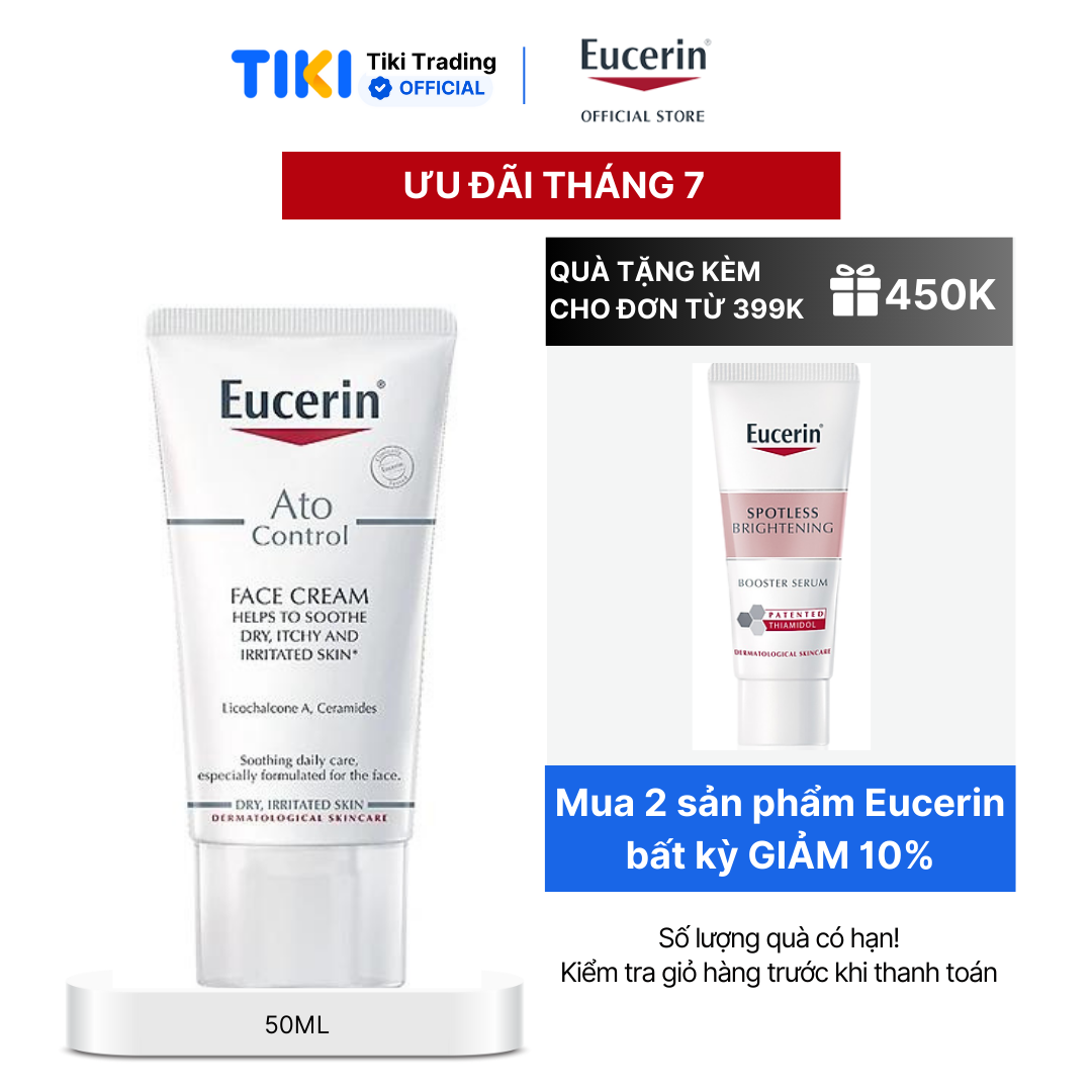 Kem dưỡng ẩm chuyên sâu, tái tạo da nhạy cảm Eucerin AtoControl Face Cream 50ml