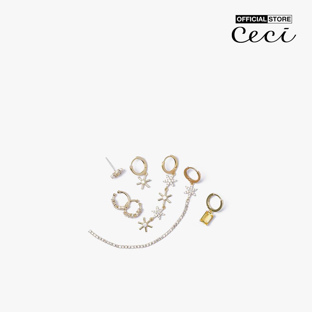 CECI - Set 7 khuyên tai nữ khoen tròn đính đá sang trọng CC1-05000041