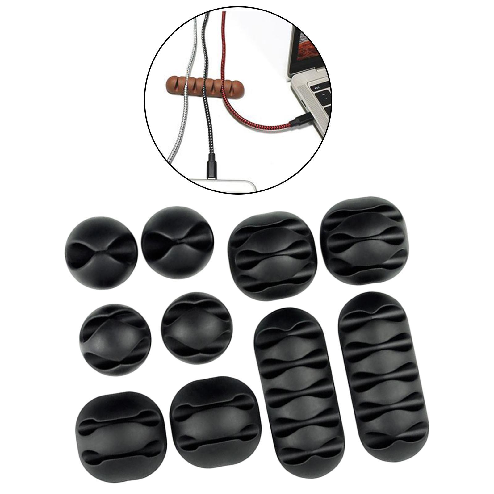 10PCS Cable Clip Winder Organizer Holder Clips Cord Management Black
