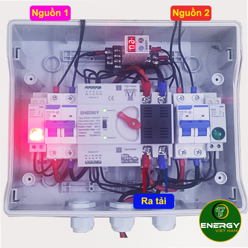 Tủ ATS Chuyển Nguồn Tự Động Không Gây Mất Điện Dùng Cho 2 Công Tơ, Mỗi Công Tơ Dùng Điện 15 Ngày