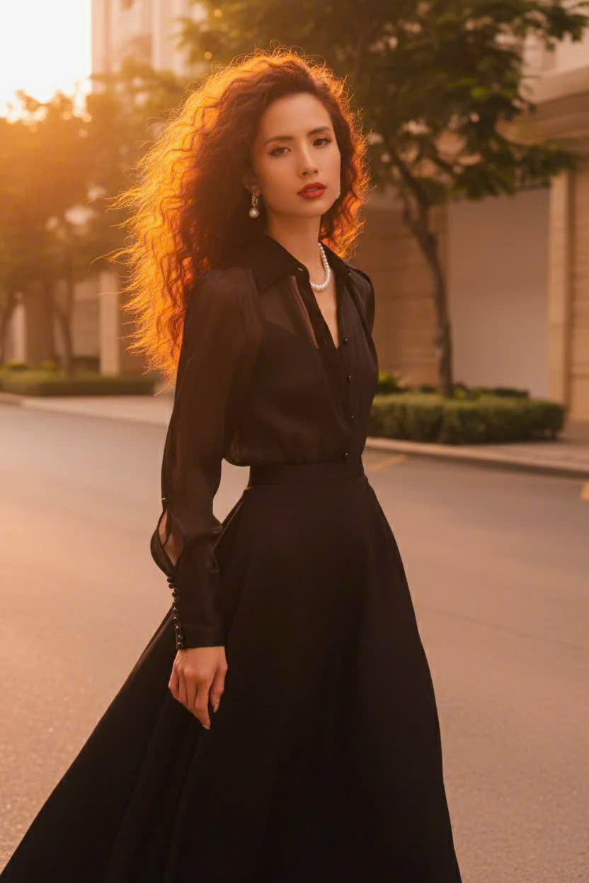 Áo Sơ Mi Tay Dài Xuyên Thấu Organza Huyền Sương Top152