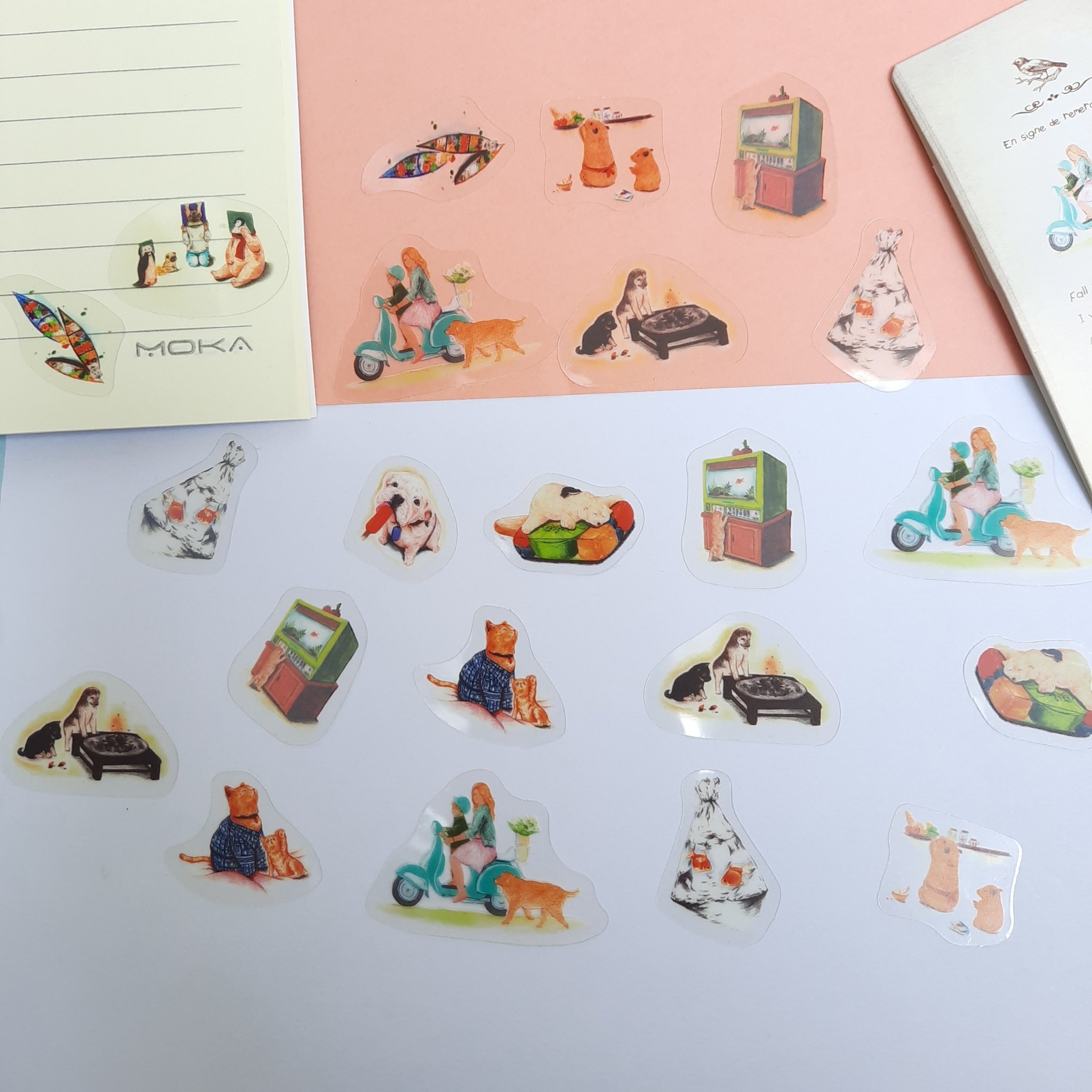 Bộ 40 Sticker Hình Dán Mini Cuộc Sống Của Thú Cưng