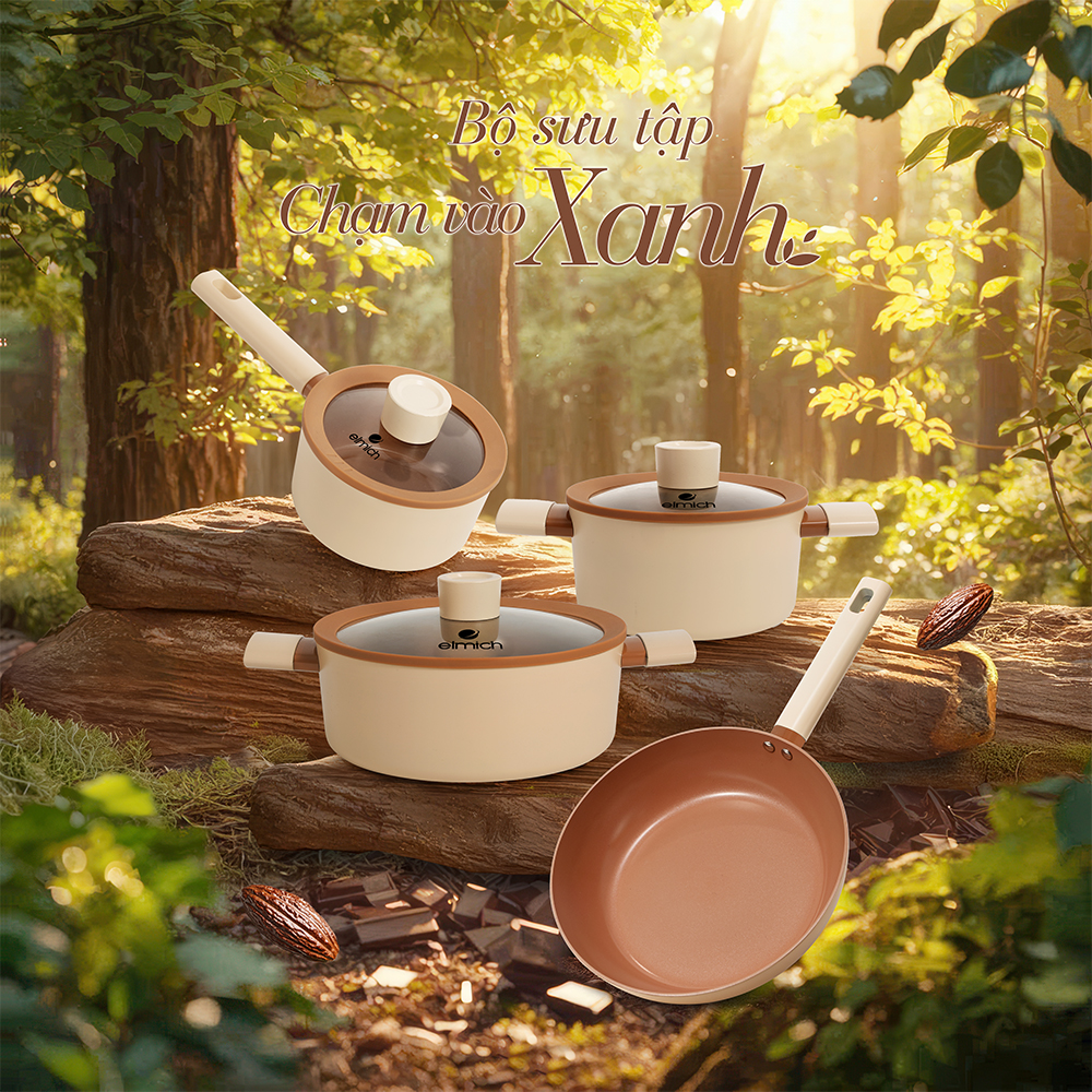 Chảo Chống Dính Ceramic Elmich Mocha EL5982MC Size 20,24,26,28cm, Hàng Chính Hãng - JoyMall