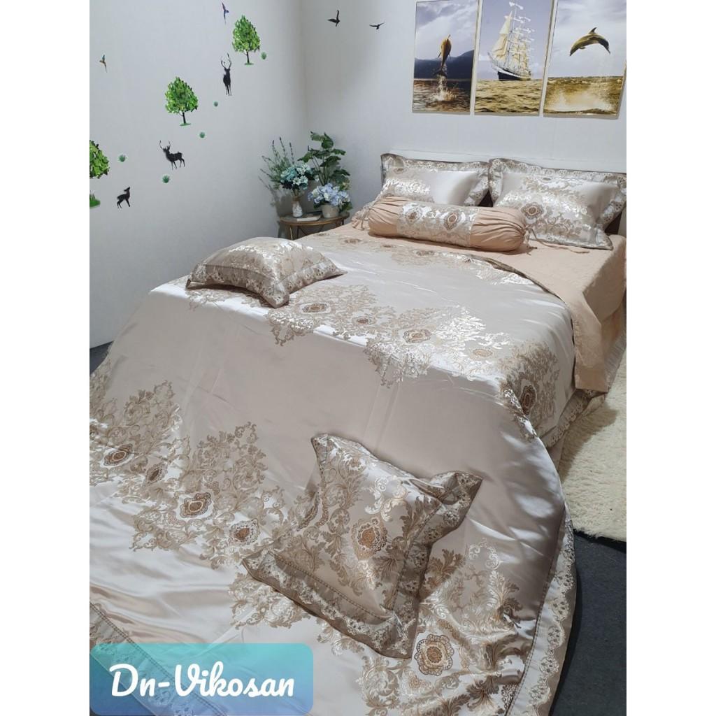 TRỌN BỘ GA GẤM 7 MÓN TÔNG MÀU VÀNG SANG TRỌNG
