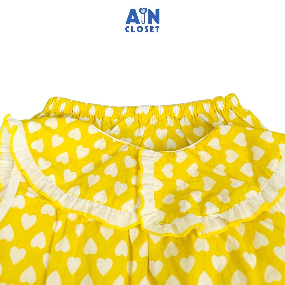 Bộ quần áo Ngắn bé gái họa tiết Tim Trắng nền vàng cotton. - AICDBG6DIG84 - AIN Closet
