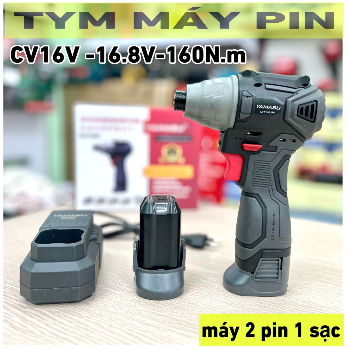 Bộ máy bắn vít búa pin 16.8V Yamasu CV16V 160N.m