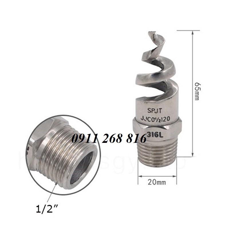 Đầu phun xòe dạng xoắn ốc phi 34mm