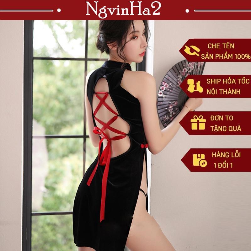 Sườn Xám Khoét Ngực Đan Dây Gợi Cảm / Đồ ngủ Cosplay Cô Gái Trung Hoa / Sườn Xám Cách Tân Sexy Me1534
