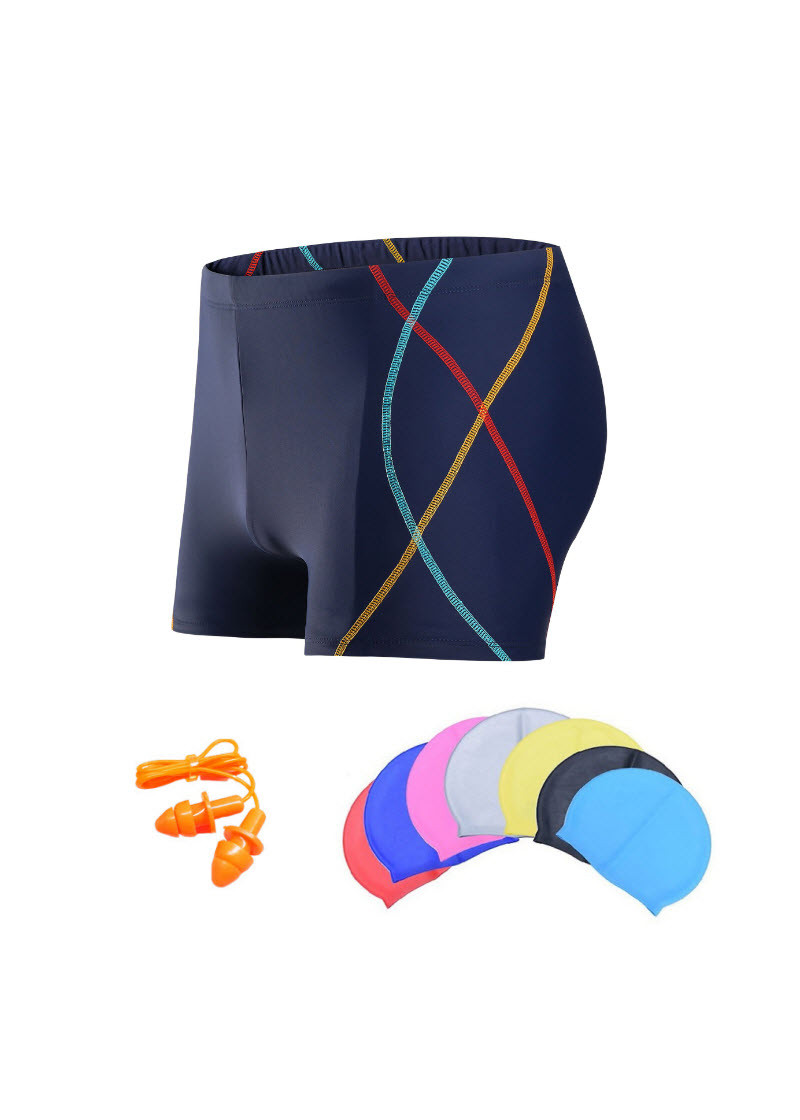 Quần bơi nam Boxer YESURE SOC Chất liệu polyester Spandex cao cấp , chống thấm , nhanh khô form Fitness thời trang (Tặng kèm nón bơi + bịt tai silicon)