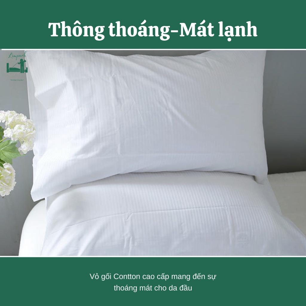 Vỏ gối cao cấp-Sọc 3cm- Cotton 100% - Tiêu chuẩn khách sạn 5 sao - Chất liệu mát mẻ mịn màng