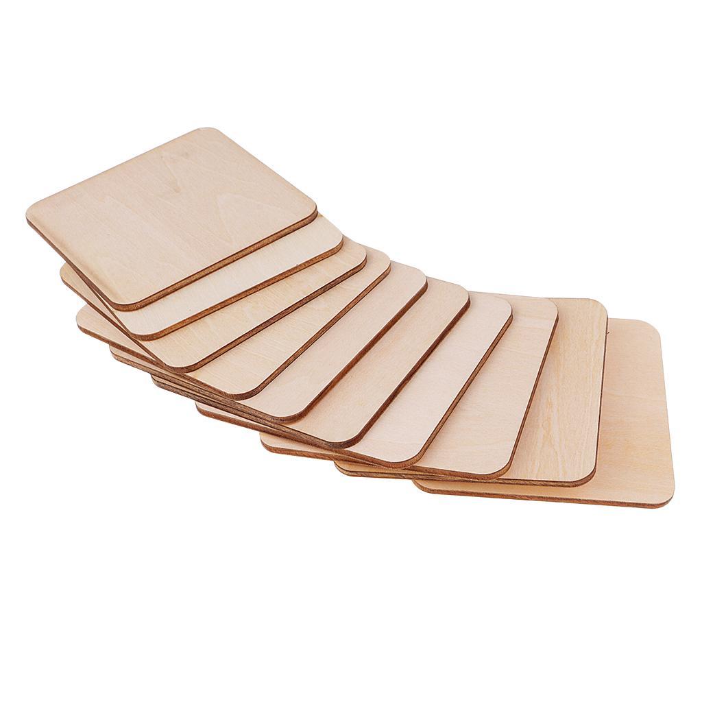 25x Wooden Coaster Plain Wood Craft Blank Square Unfinished Plaque DIY Craft