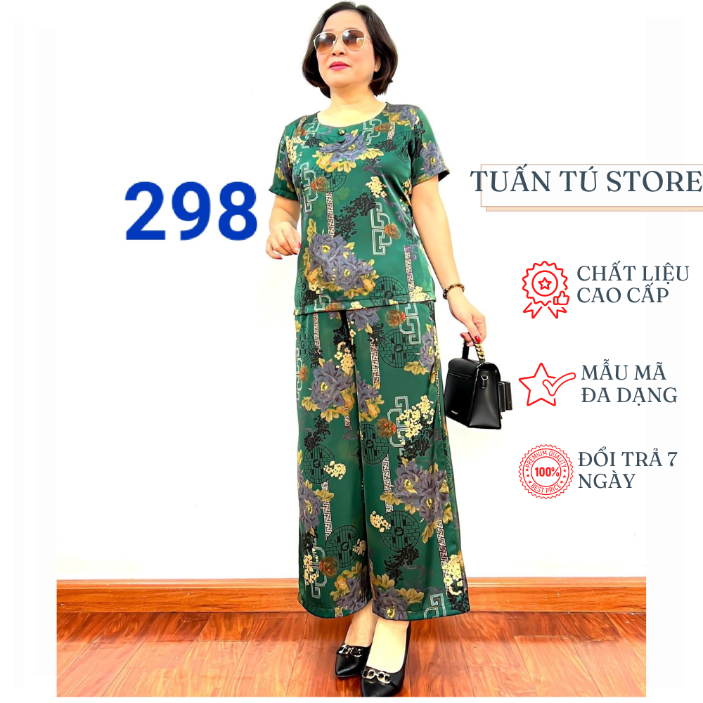 Đồ Bộ Lụa Satin Nữ Trung Niên Cao Cấp Sang Trọng Cho Mẹ Cho Bà 2023 - Tuấn Tú Store 68