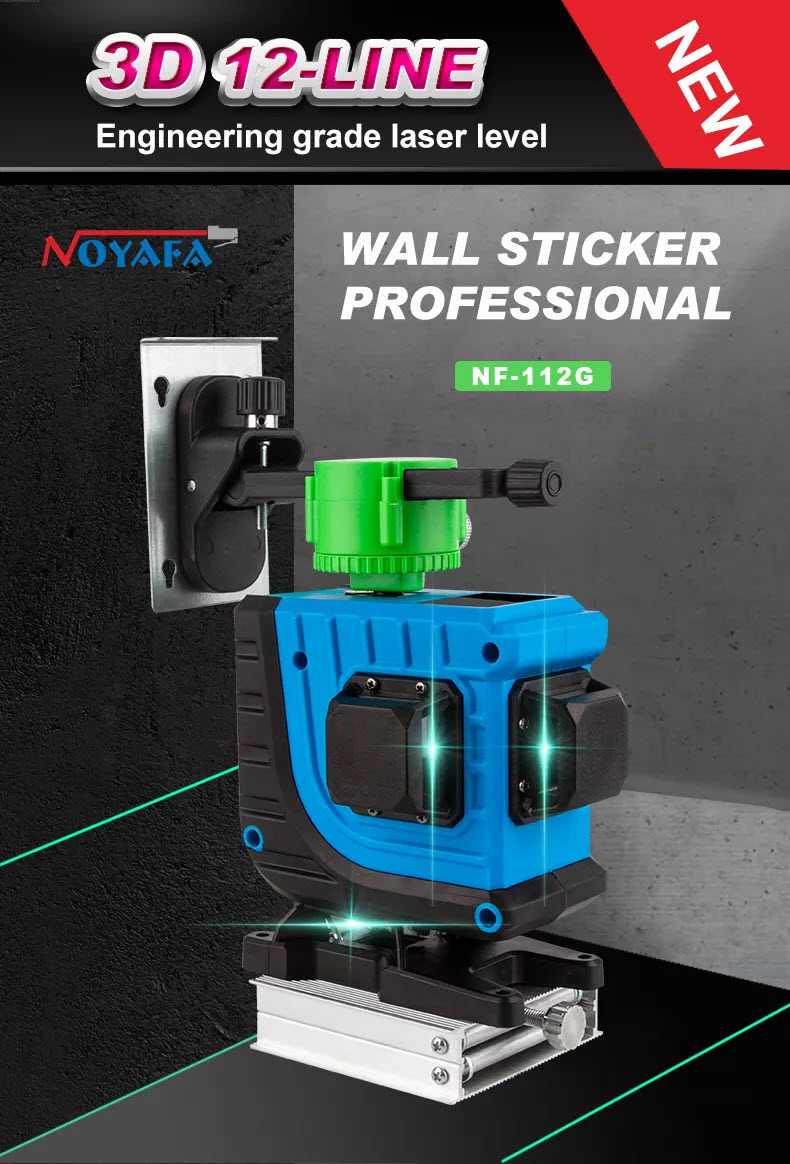 Máy bắn cốt, thăng bằng Laser Noyafa NF-112G cao cấp. Noyafa NF 112G 12 Lines 3D Green Laser Level Meter. Noyafa NF-112G Self-Leveling Cross Line Laser Level with Horizontal and Vertical Lines