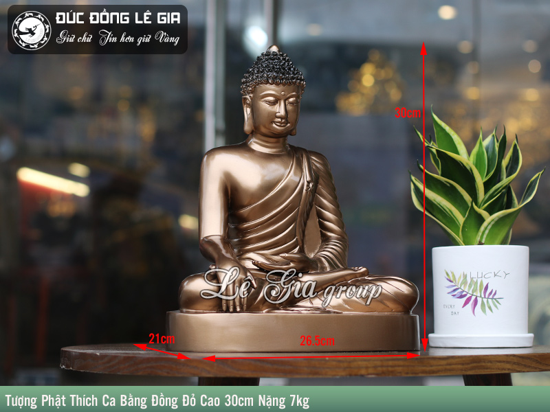 Tượng Phật Thích Ca Mâu Ni Bằng Đồng Cao 30cm Nặng 7kg Đồ Đồng Lê Gia