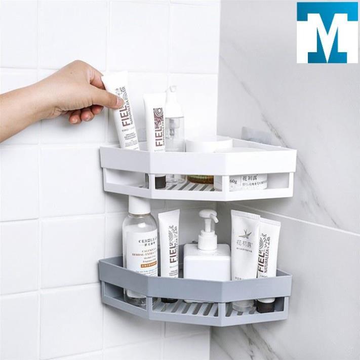 Kệ góc tam giác nhựa dán tường đa năng. Kệ để đồ nhà tắm, nhà bếp không cần khoan vít