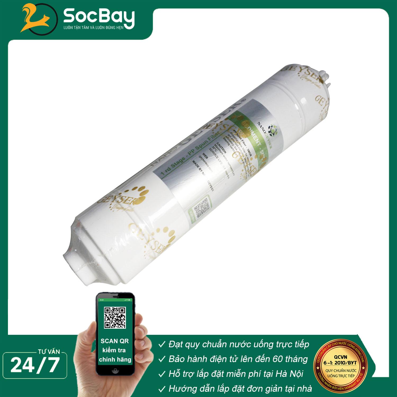 Lõi đúc Sediment 5 Micron Nano Geyser, Lõi lọc nước số 1 máy RO lõi đúc - Hàng Chính Hãng
