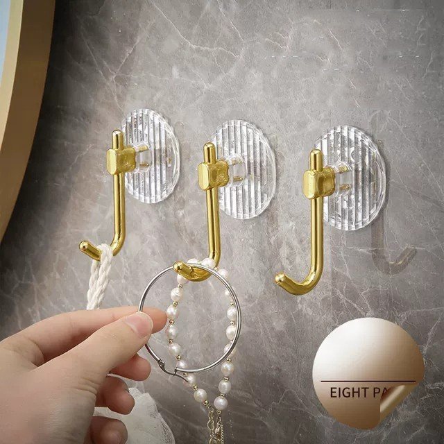 Móc Nhựa Dán Tường Móc Vàng Treo Trang Trí Trong Nhà Tiện Dụng