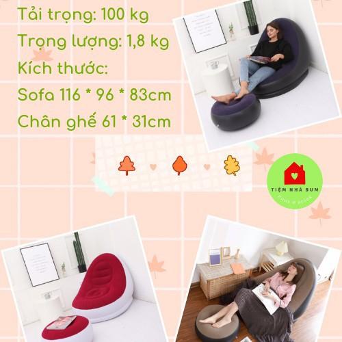 Đệm hơi, ghế hơi tựa lưng Tặng kèm Bơm tay+đôn ghế Hoạ tiết trơn (Shop có nhiều màu)