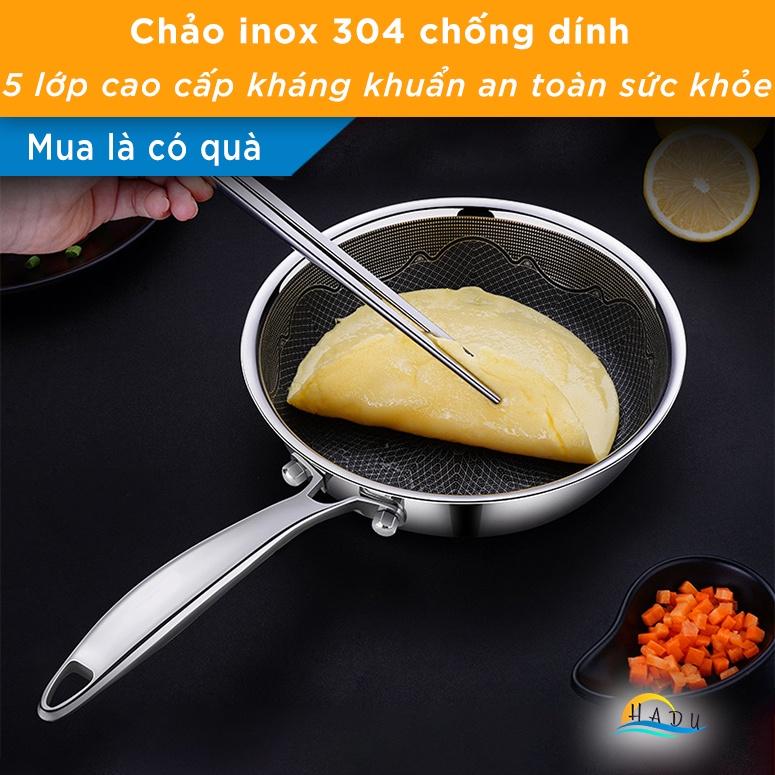 Chảo Chống Dính Bếp Từ Sâu Lòng Mini Inox 304 Cao Cấp 18cm 5 Lớp Đạt Chất Lượng Đức HADU