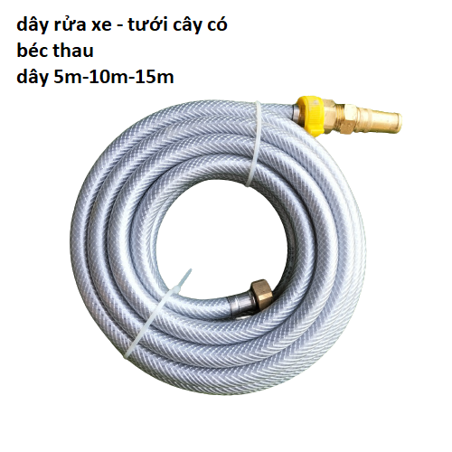 Dây rửa xe - tưới cây có béc thau ống dây 10m.