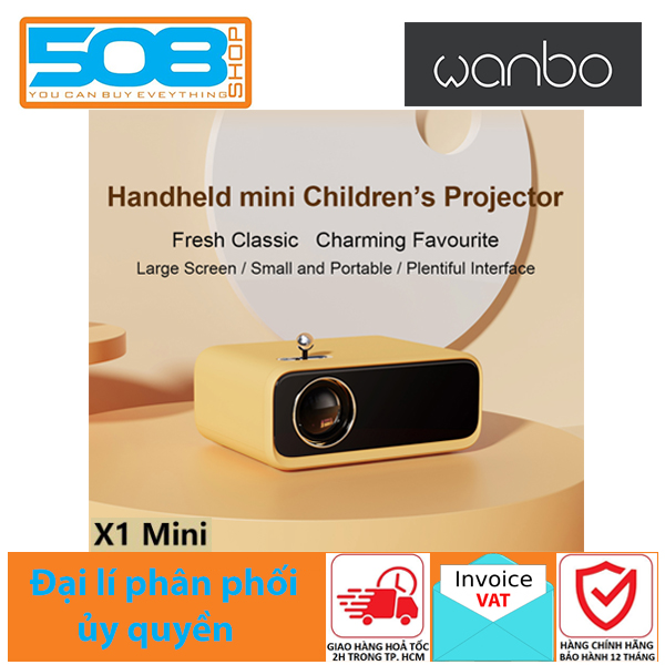 Máy chiếu di động, mini không dây Wanbo X1 mini phần mềm cài đặt sẵn có thể kết nối Internet, Full HD 1080P - Hàng chính hãng