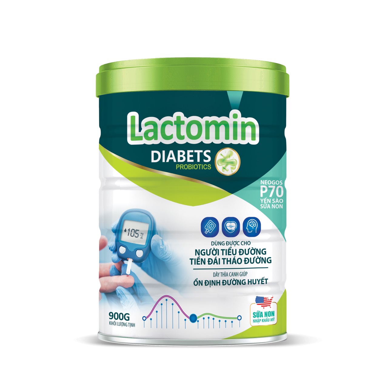 Sữa Mát cho người tiểu đường Lactomin Diabets 900g- Dễ tiêu hóa