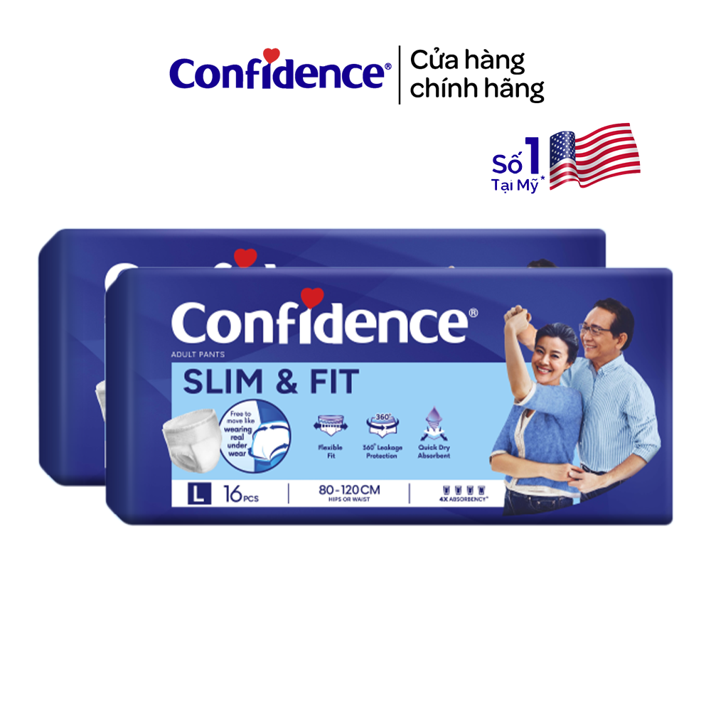 Combo 2 Tã quần người lớn CONFIDENCE SLIM&amp;FIT size M/L gói 20 miếng