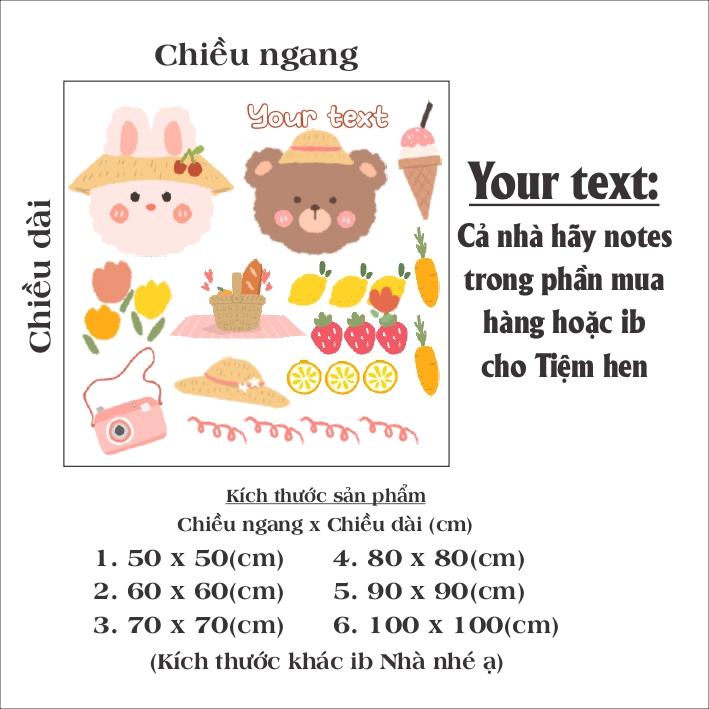 Hình dán gấu mùa hè aesthetic trang trí gương, kính cửa hàng cute 13