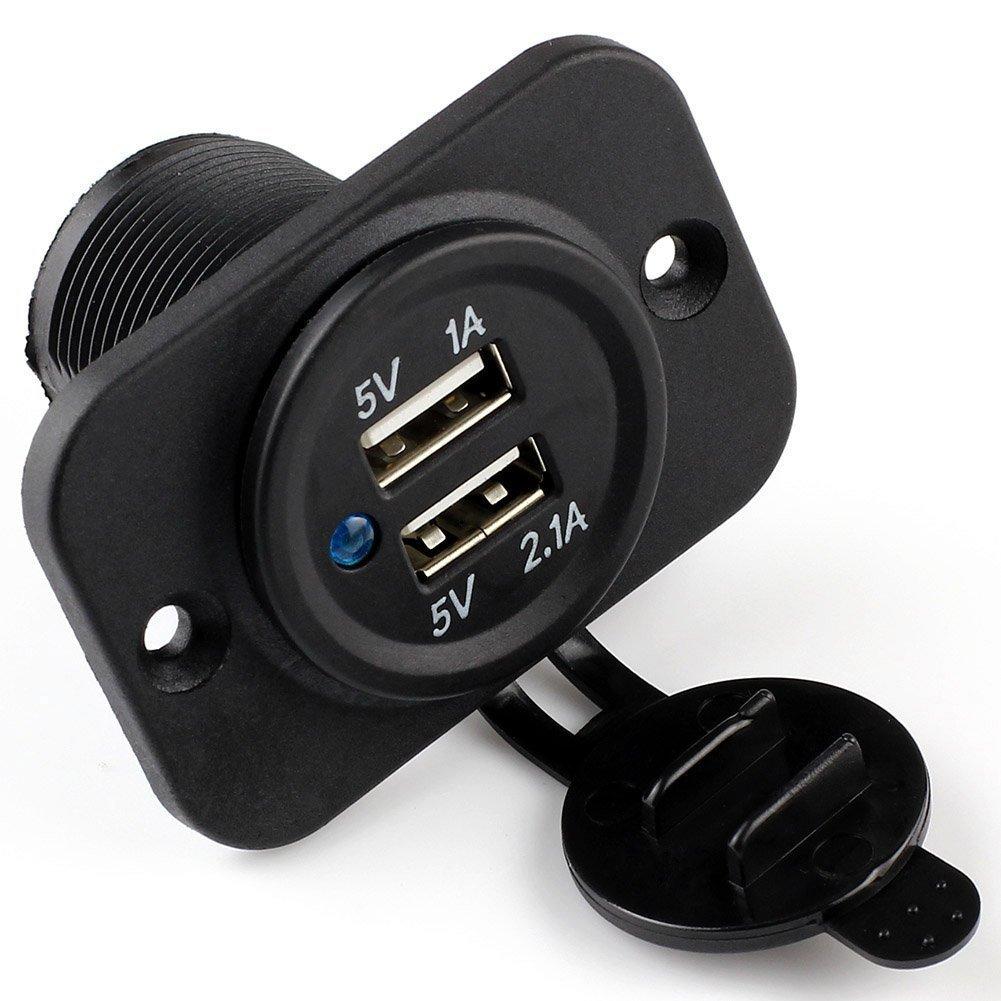 3.1Amp Dual USB Socket Charger Power Outlet for Car Boat Marine Motorcycle with Blue LED Digital Display - 12V