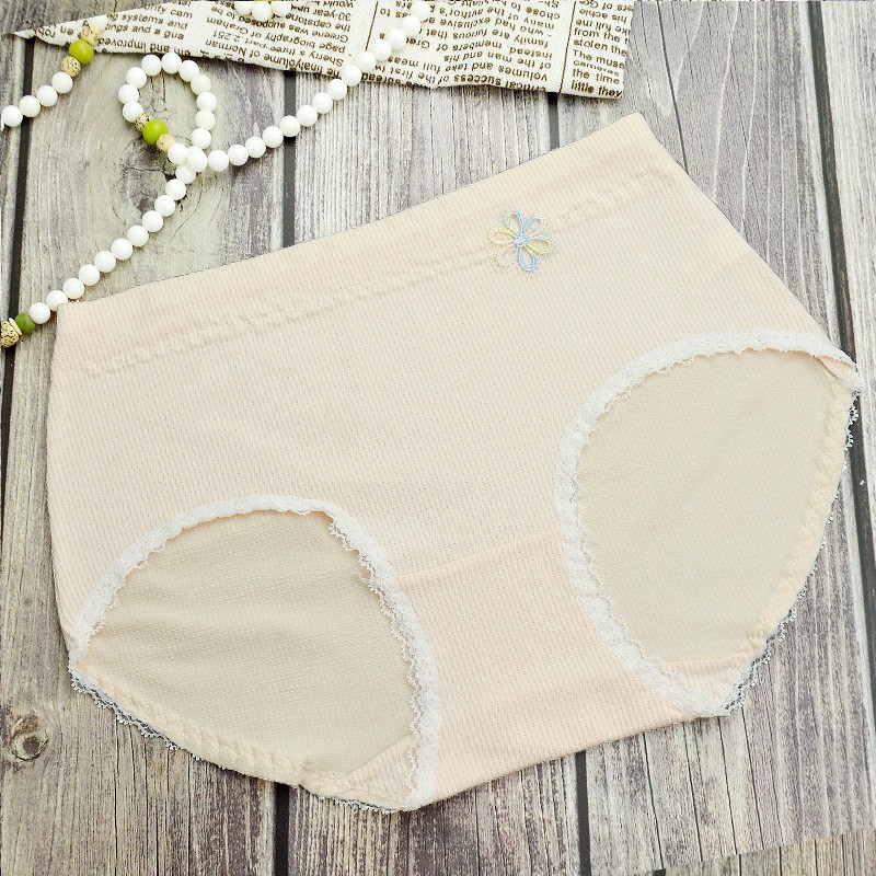 Set 5 chiếc quần lót nữ gân tăm viền ren thêu hoa chất mềm mại thoáng mát, nữ tính