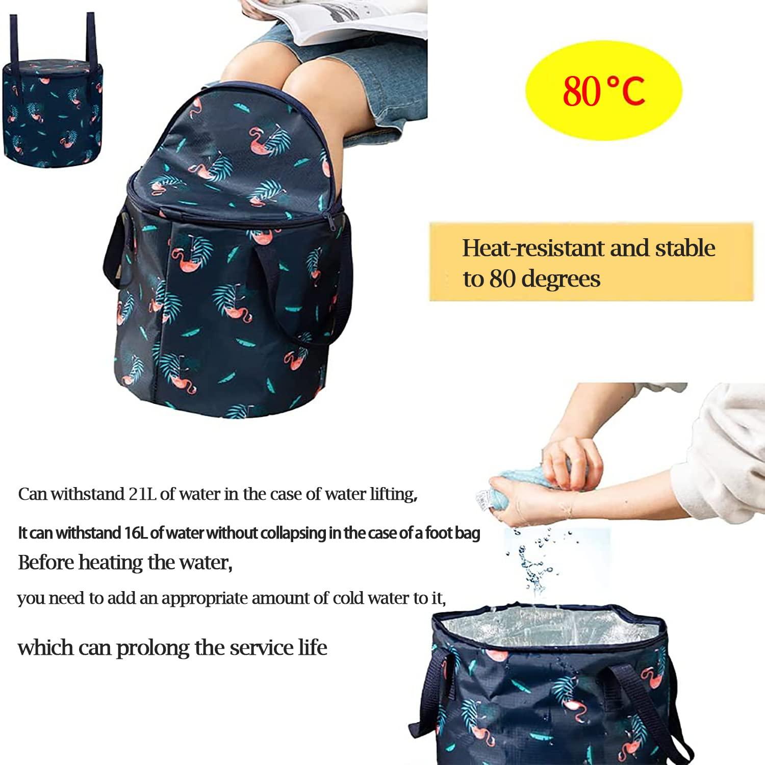 Xô có thể gập lại cho chân ngâm, giữ chân di động, bồn tắm có nắp và dây kéo ấm, di động, tắm chân, spa, chân ngâm, ở nhà, móng chân, bồn rửa, ngoài trời, cắm trại