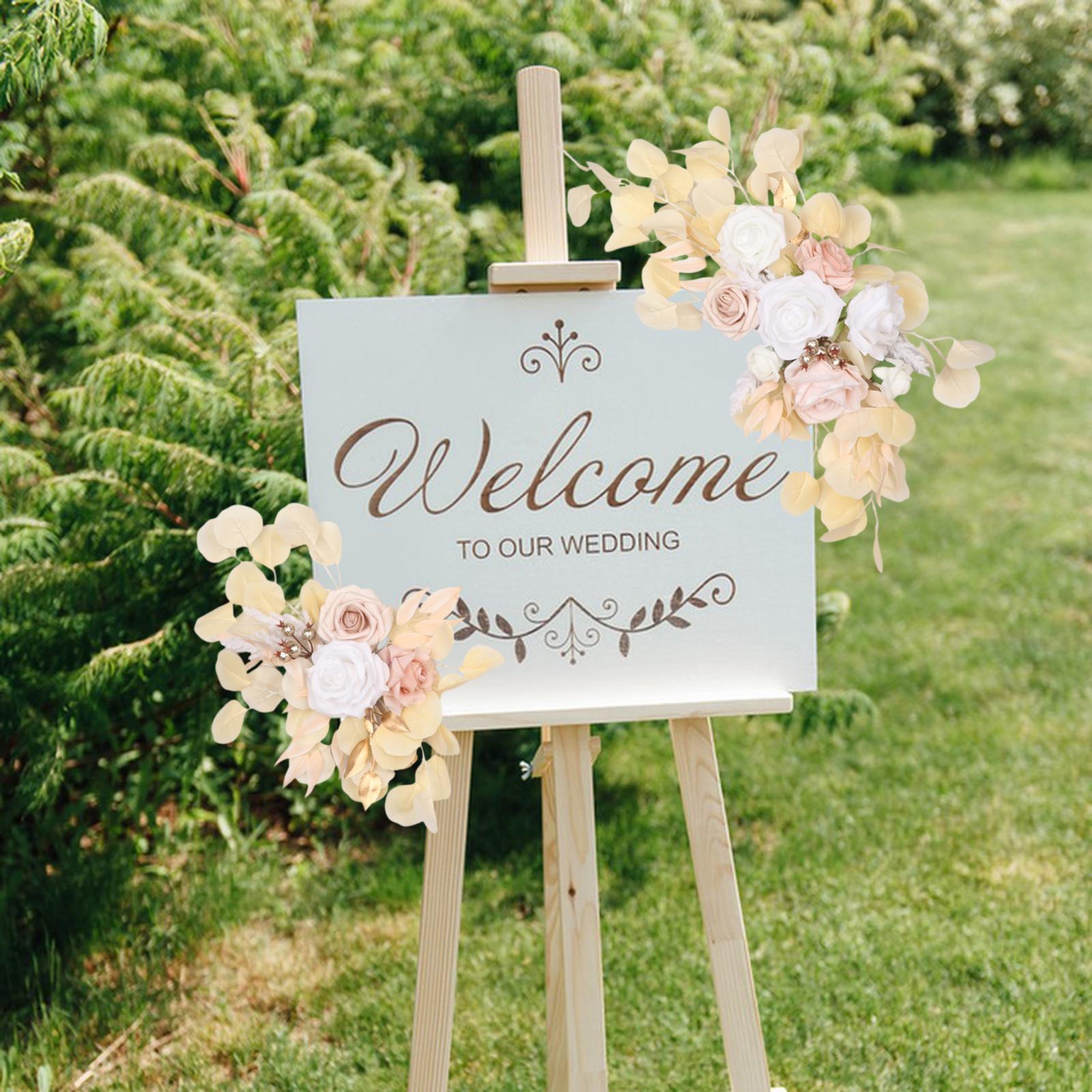 2Pcs Wedding Arch Flower Swag Handmade Hanging for Wedding Ceremony Backdrop
