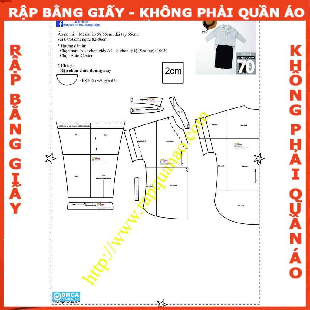 Rập áo sơ mi nữ - Rập giấy A0 in màu mã 463 (BẢN VẼ)