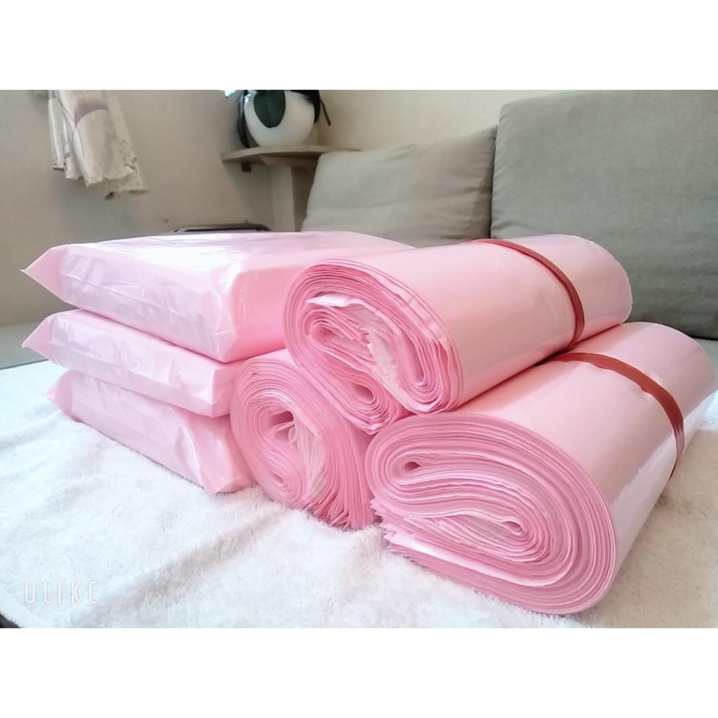 Túi gói hàng niêm phong màu Hồng Pastel cao cấp có keo dán hàng có sẵn nhiều size