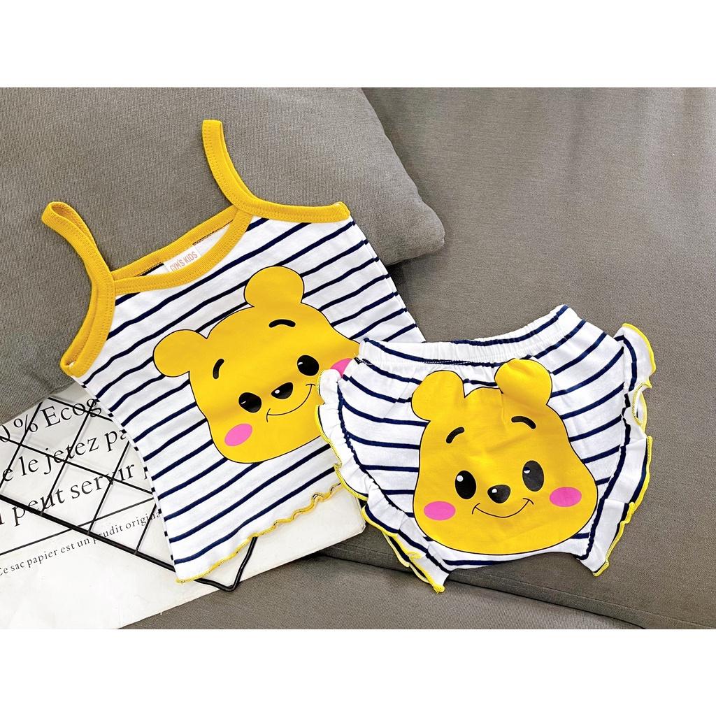 Bộ Chip 2 Dây cotton borip xuất in Hình siêu cưng cho Bé Gái, Đồ bộ mặc nhà, bộ hai dây