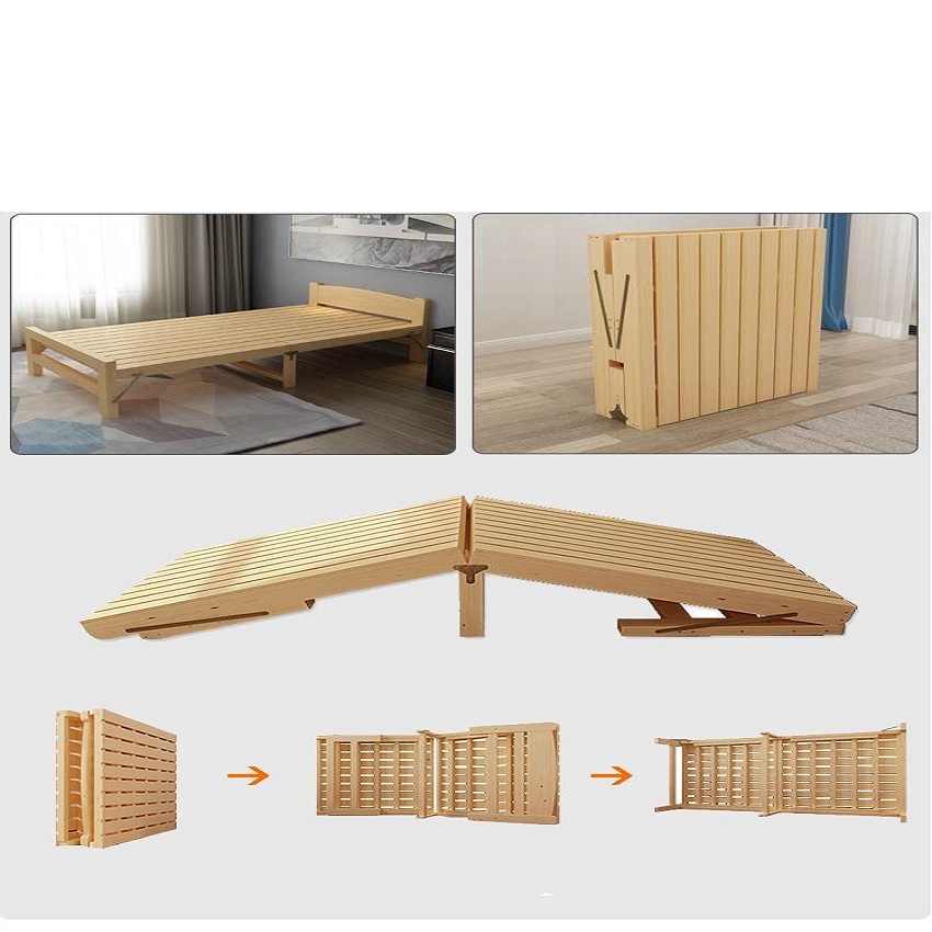 Giường Ngủ Gập Gọn Gỗ Thịt Tự Nhiên Cao Cấp Fullbox Đệm Gối
