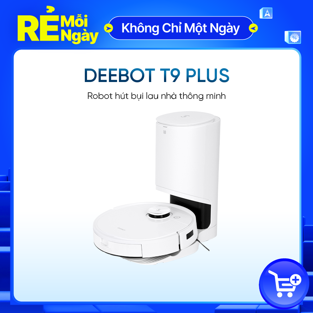 Robot hút bụi lau nhà Ecovacs Deebot T9 Plus – Lực hút Max 3000Pa – Hàng Chính Hãng-Bản Quốc Tế – BH 18 Tháng