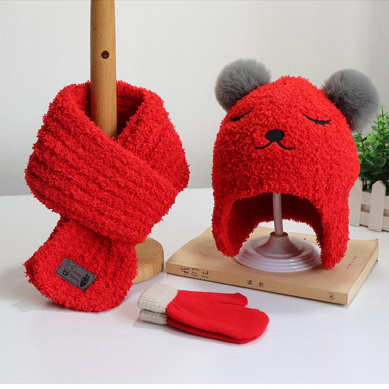 1-5 Tuổi Mùa Đông + Nón + Khăn Choàng + Găng Tay Bé Trai & Bé Gái Nón Khăn Găng Tay 3 Món Cho Bé trẻ Em Đầu Trẻ Em Nắp Ấm