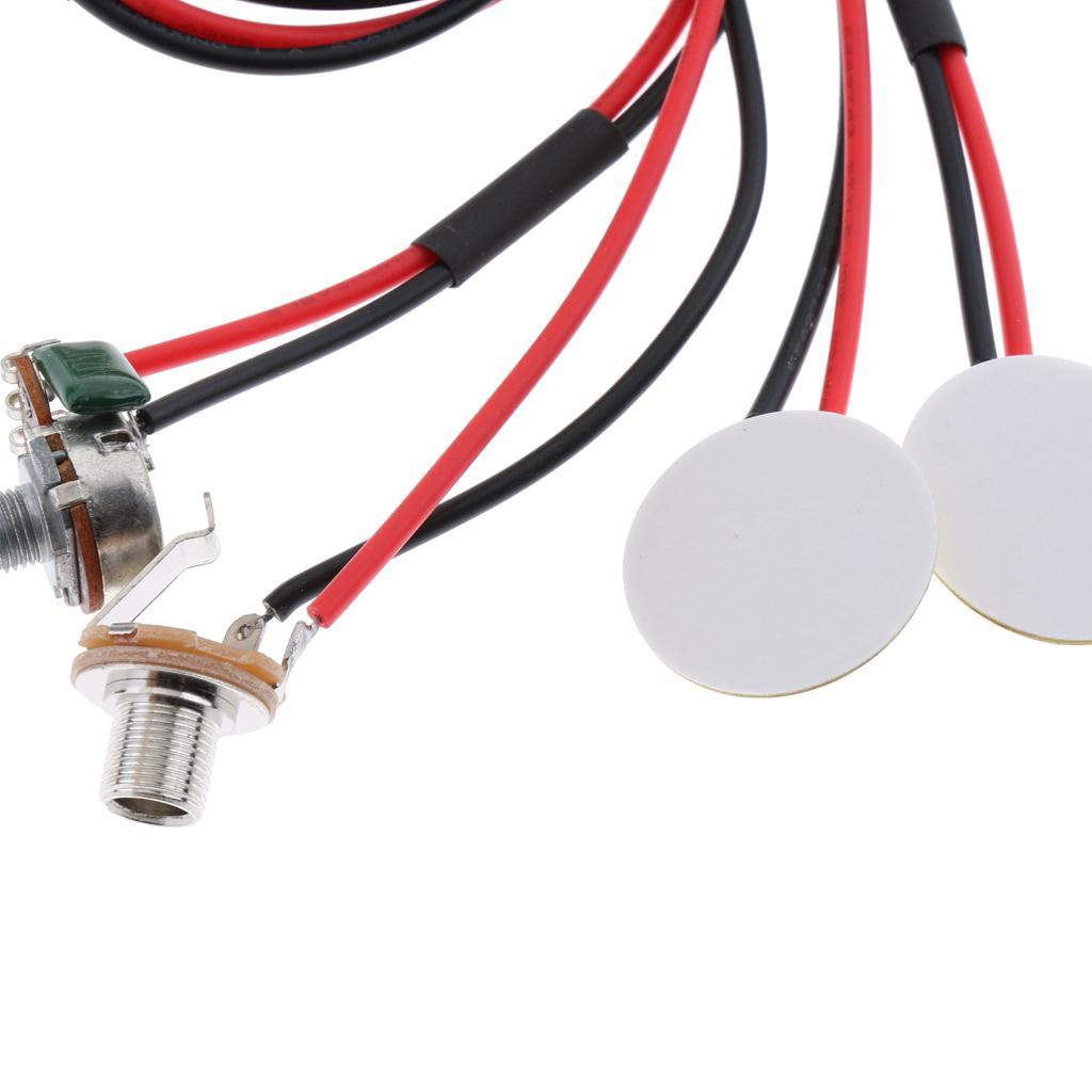 Guitar Dual Piezo Pickup 6.35mm Jack for Acoustic Folk Guitar Ukulele