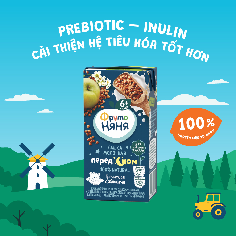 Combo 6 Hộp Sữa đêm kiều mạch vị táo Fruto Nyanya 200ml