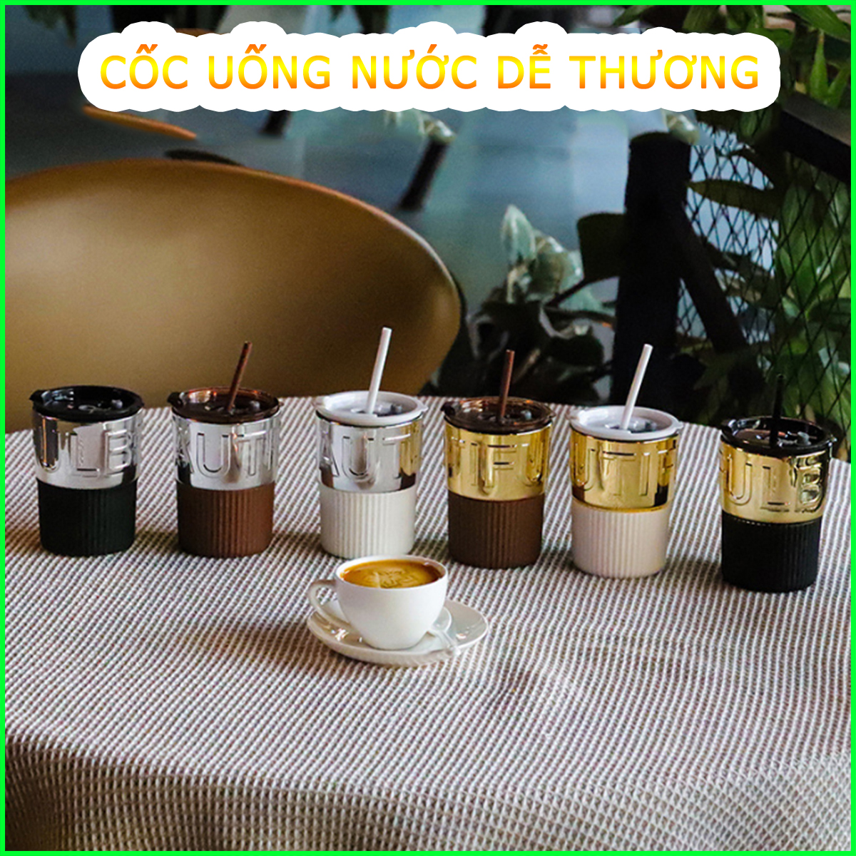 Cốc Uống Nước, Cafe YS-150 Cao Cấp 400Ml Có Ống Hút Decor Xinh Xắn
