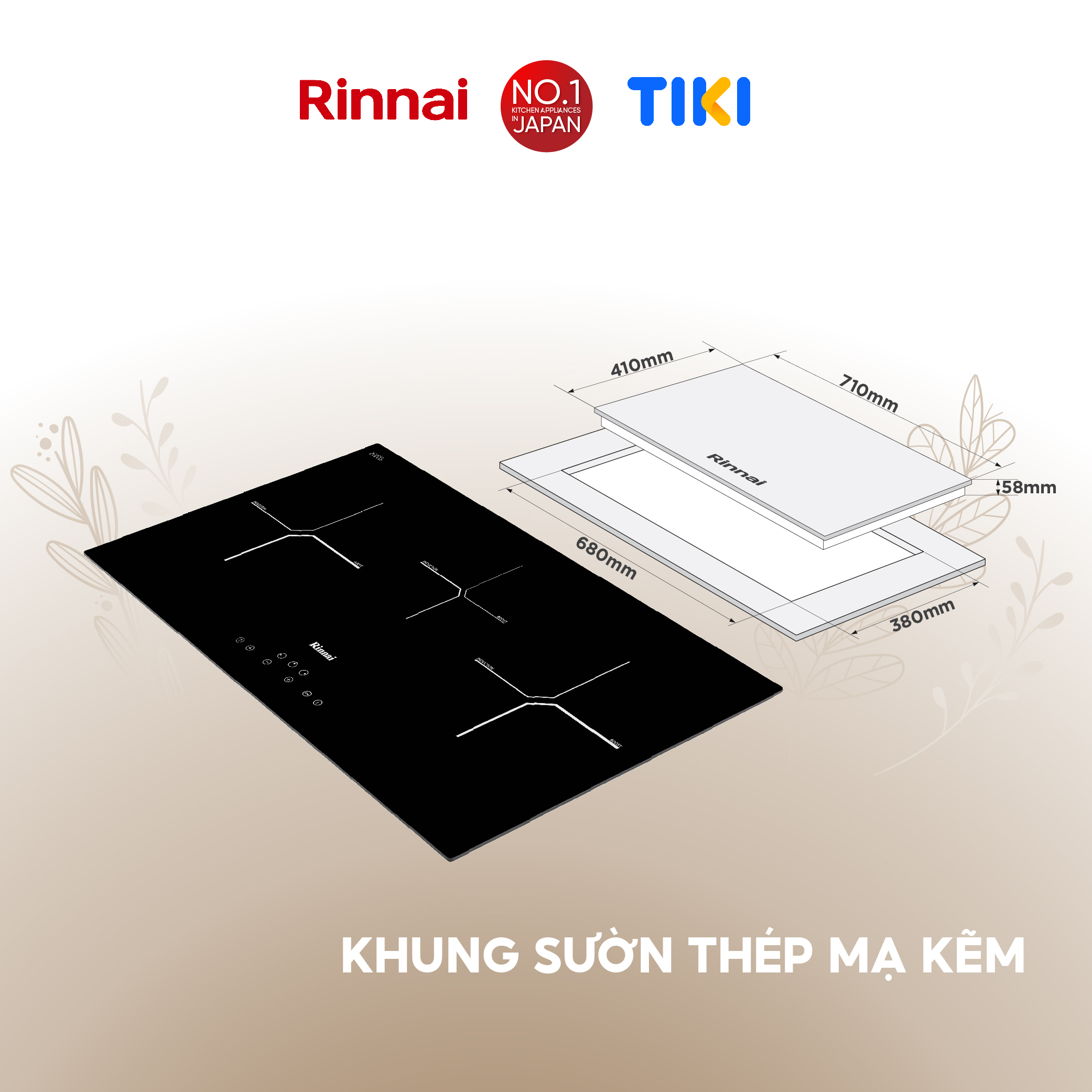 Bếp từ Rinnai RB-7013H-CB mặt kính Schott 4600W - Hàng chính hãng.