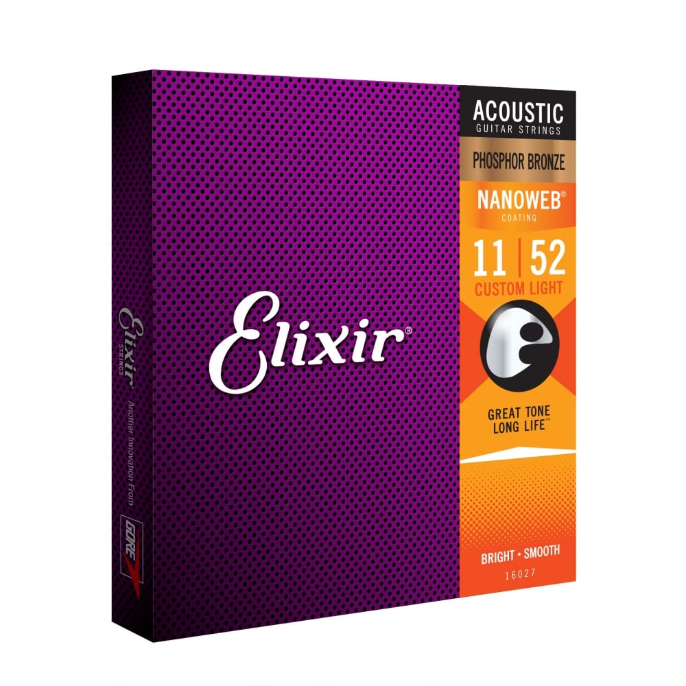Elixir 16027 - Dây Đàn Acoustic Guitar Cỡ 11 Phosphor Bronze Strings Custom Light - Hãng phân phối chính thức - Kèm Móng Gảy DreamMaker