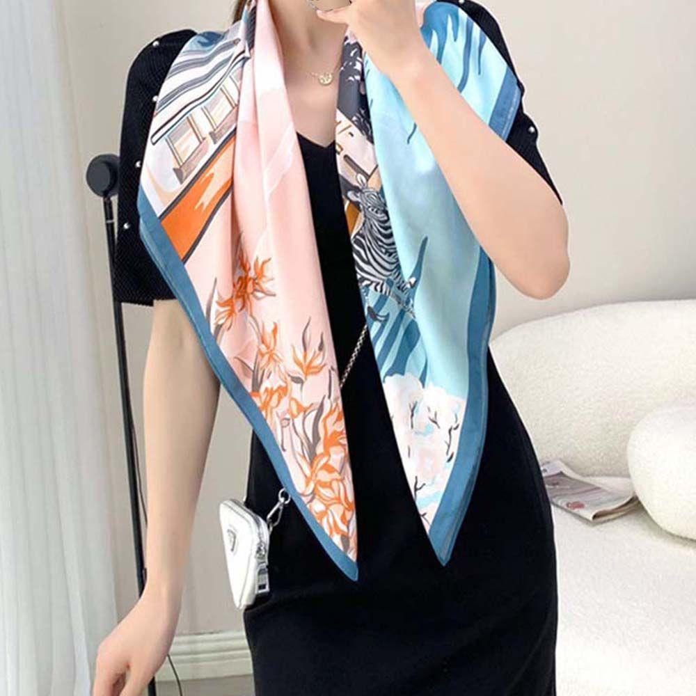 Khăn Choàng Lụa Satin Mềm In Họa Tiết VANES1 Thời Trang Dành Cho Nữ