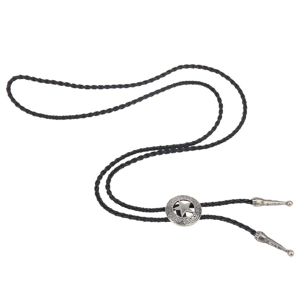 Bolo Bola Tie Rodeo Cowboy PU Leather Star Pendant Necktie Antique