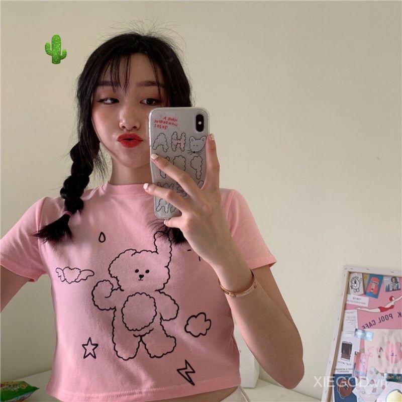 Áo croptop in hình GÂU' siêu cưng