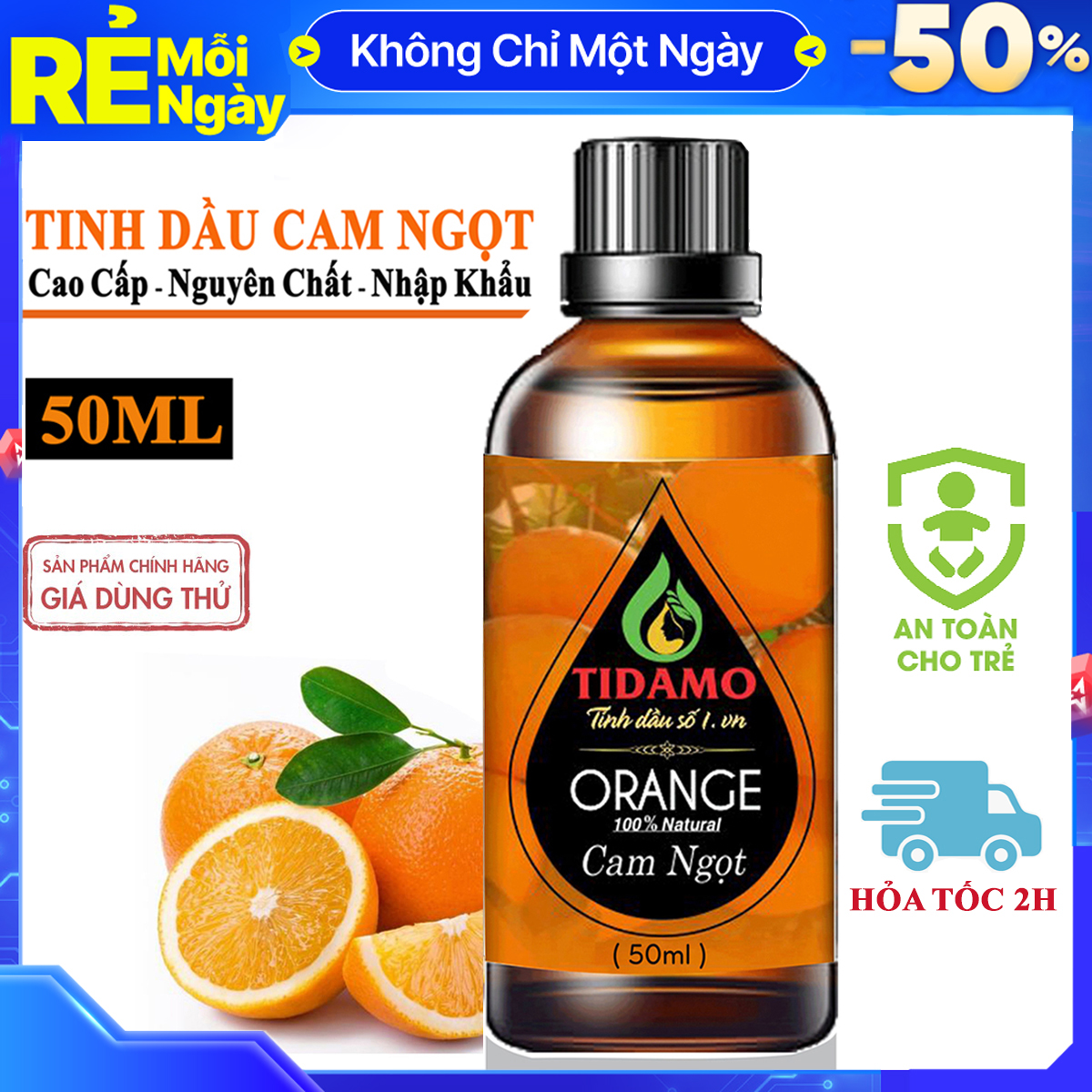 Tinh dầu Cam Ngọt Nguyên Chất 50ML (ORANGE) - Tinh dầu Cam Cao Cấp Giúp Thư Giãn Tinh Thần, Khử Mùi, Xua Đuổi Côn Trùng, Thích Hợp Dùng Với Đèn Xông Và Máy Khuếch Tán Tinh Dầu