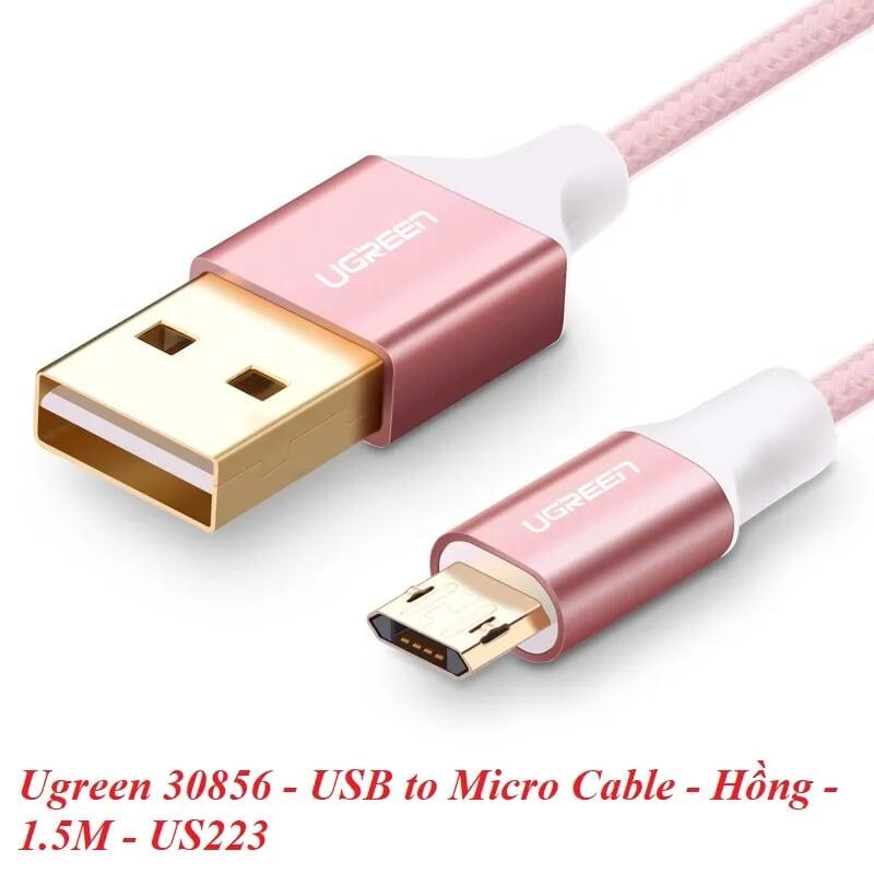 Ugreen UG30856US223TK 1.5M màu Hồng Cáp sạc truyền dữ liệu USB 2.0 sang MICRO USB dây bọc nhựa PVC - HÀNG CHÍNH HÃNG